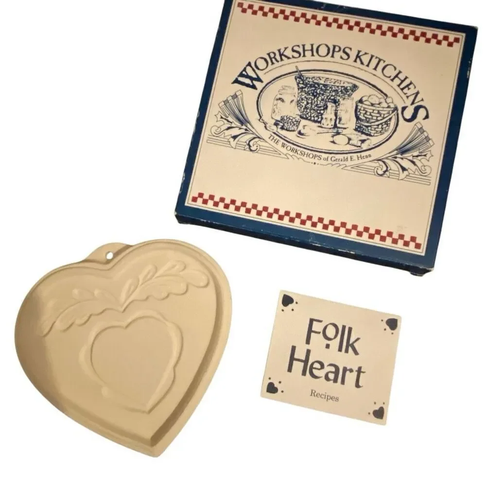 NEW Workshops kitchens Gerald E Henn ceramic folk heart cookie moldcottage core